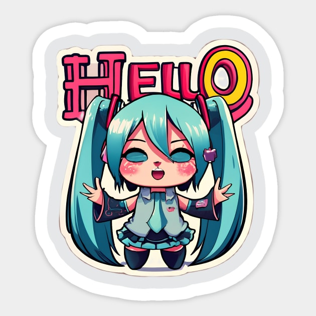 Cute Anime Blue Hair Hello Sticker by culturageek